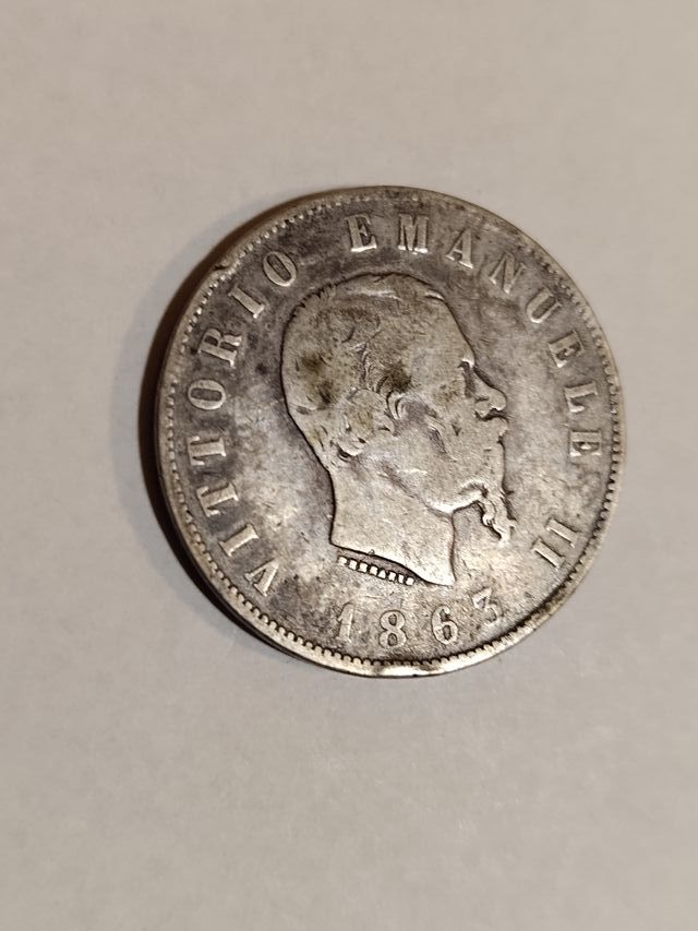 2 lire in argento anno 1863 Vittorio Emanuele II°.