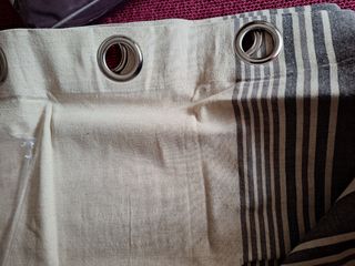 Cortina rayas beis y gris. Nueva
