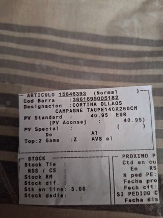 Cortina rayas beis y gris. Nueva