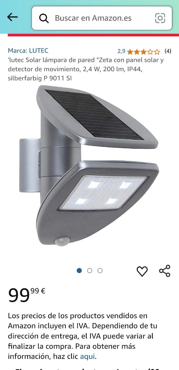 lutec Solar lámpara de pared exterior