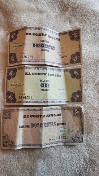 ANTIGUO VALE EL CORTE INGLES PESETAS