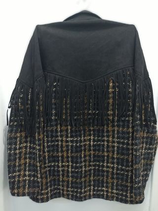 Chaqueta flecos negra y amarilla