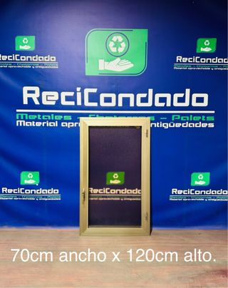 Nº14. Ventana abatible de aluminio dorado.