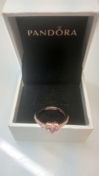 Anillo Pandora corazón rosa