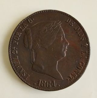 25 CÉNTIMOS DE ESCUDO DE ISABEL II. 1864