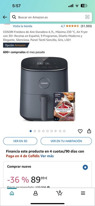 COSORI Freidora de Aire Duradera 47L Máxima 230 C