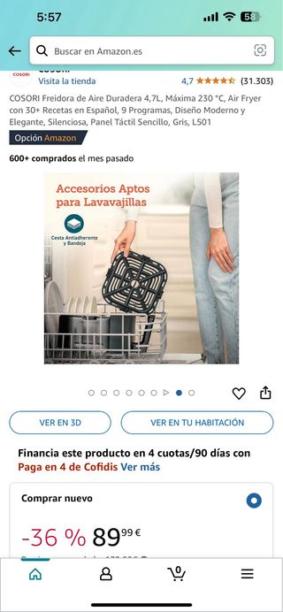 COSORI Freidora de Aire Duradera 47L Máxima 230 C
