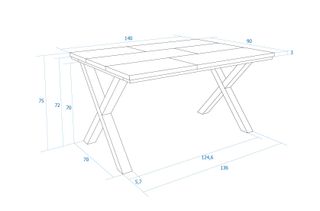 Mesa de Comedor, 140x90cm, Roble y Blanco