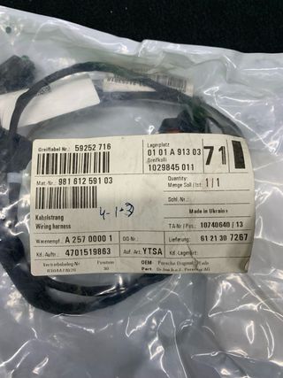 CABLEADO PARACHOQUES TRASERO PORSCHE BOXSTER