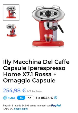 Macchina caffe Illy rossa 