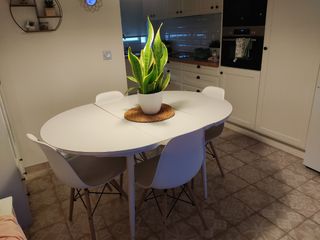 Mesa de cocina blanca  redonda  extensible 