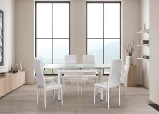 OFERTA! MESA CRISTAL EXTENSIBLE 170 y 6 SILLAS