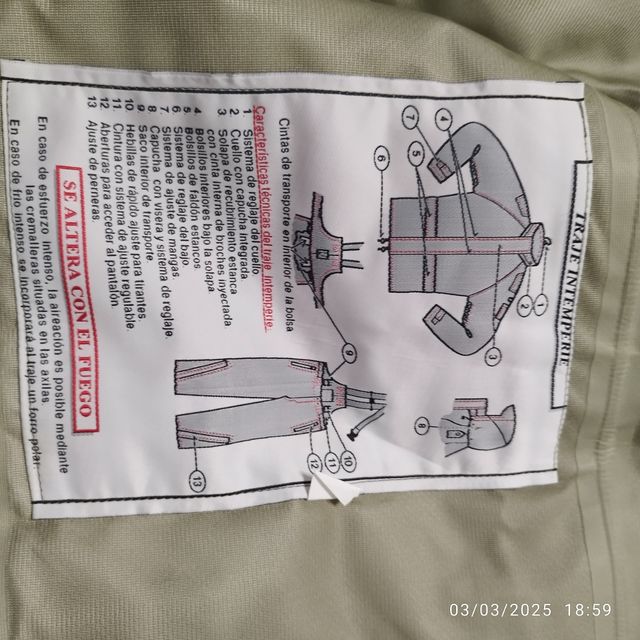 Traje de camuflaje 3 piezas del ejercito