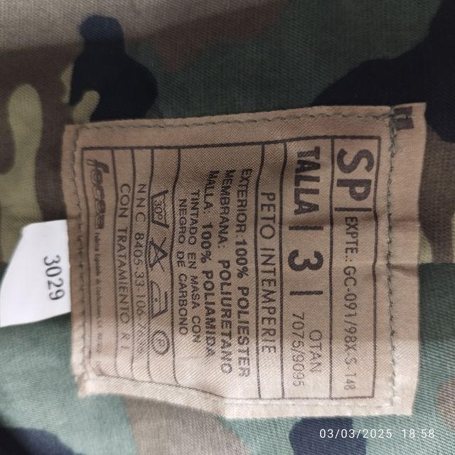 Traje de camuflaje 3 piezas del ejercito