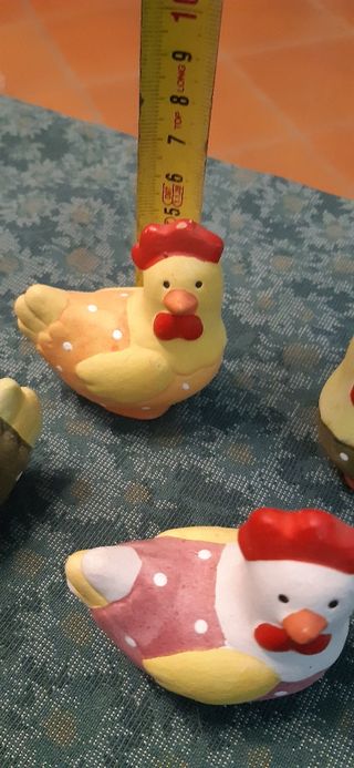 4 gallinelle di coccio volorate