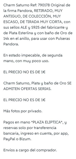 Charm Saturno Original Pulsera Pandora Oro y Plata