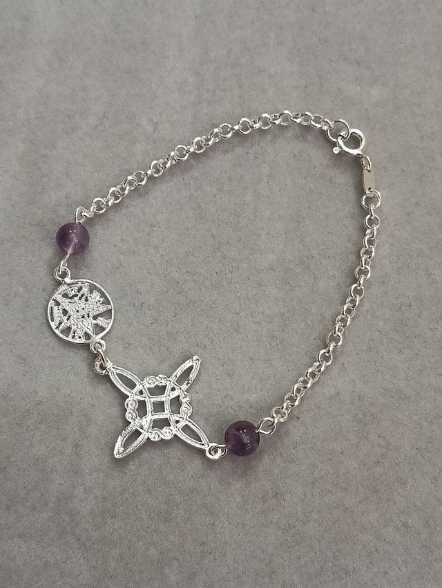 Pulsera plata de ley doble protección