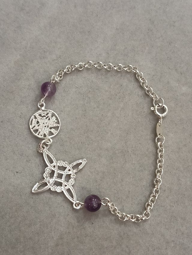 Pulsera plata de ley doble protección