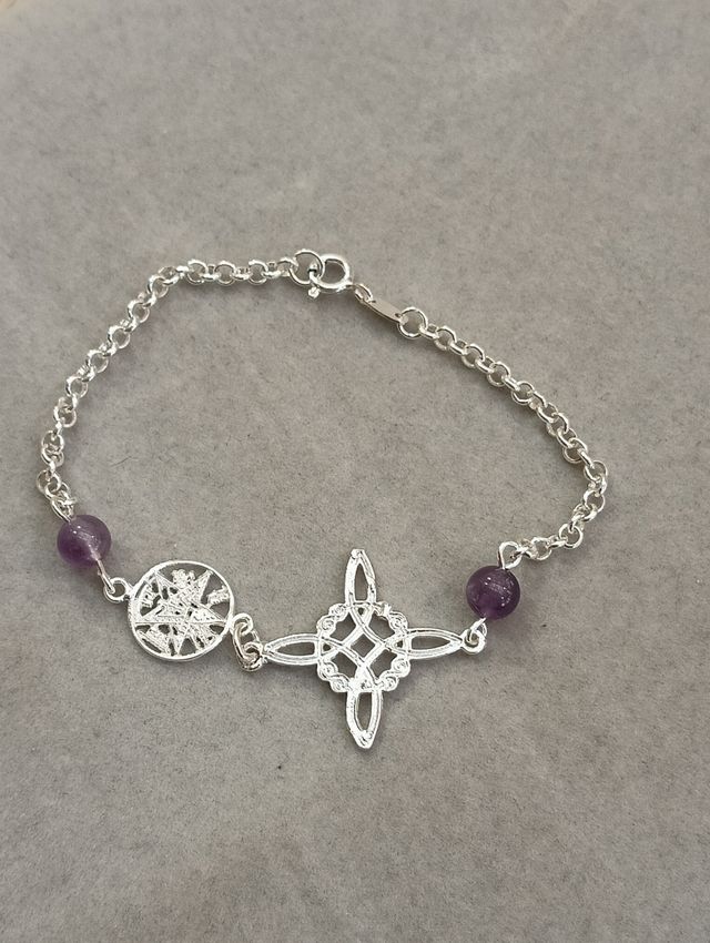 Pulsera plata de ley doble protección