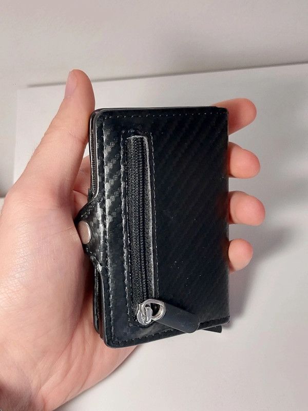 Portafoglio elegante pelle uomo effetto carbonio