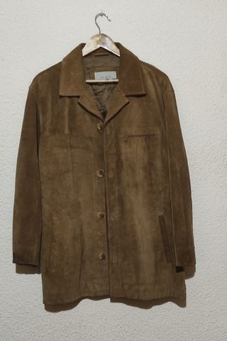 Chaqueta de cuero de ante autentico de Zara Man 