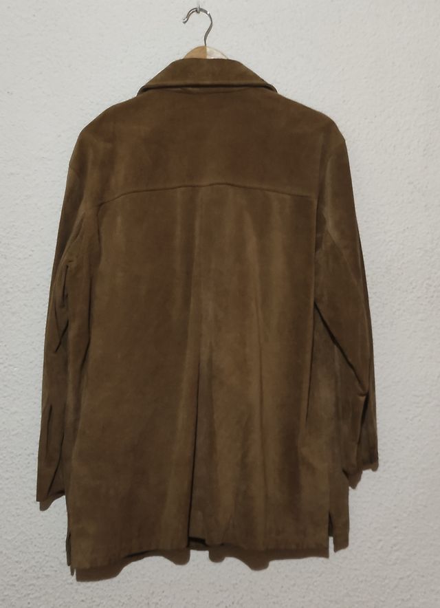 Chaqueta de cuero de ante autentico de Zara Man