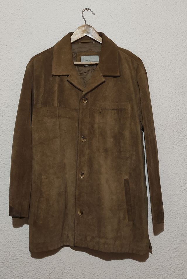 Chaqueta de cuero de ante autentico de Zara Man