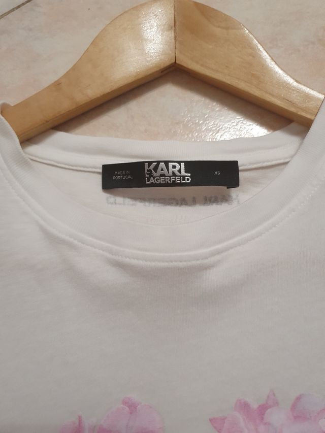 Karl Lagerfeld Maglia bianca stampa rosa