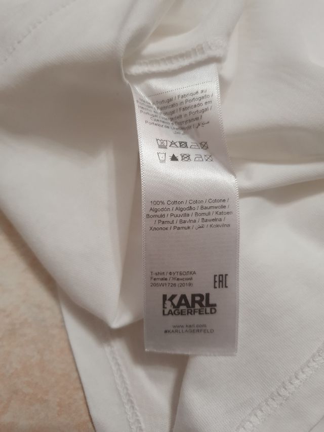 Karl Lagerfeld Maglia bianca stampa rosa