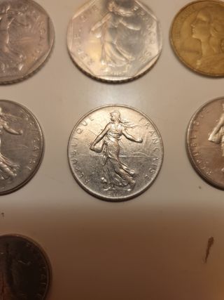 Lote 7 monedas Francia, Franc