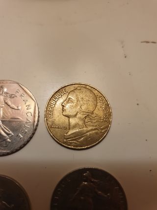 Lote 7 monedas Francia, Franc