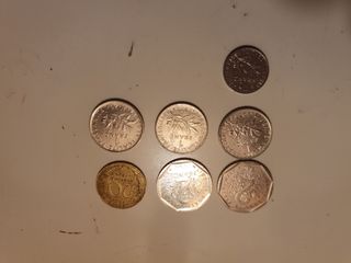 Lote 7 monedas Francia, Franc