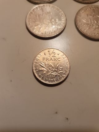 Lote 7 monedas Francia, Franc