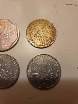Lote 7 monedas Francia, Franc