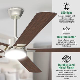 Lámpara ventilador de techo led acero 132cm 15kw