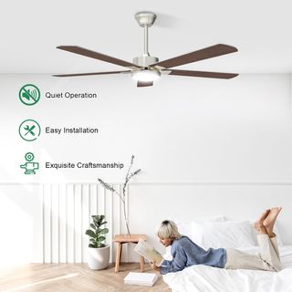 Lámpara ventilador de techo led acero 132cm 15kw