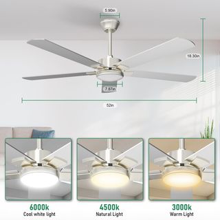 Lámpara ventilador de techo led acero 132cm 15kw