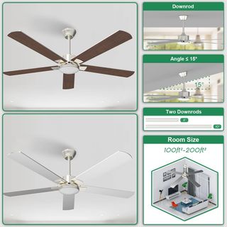 Lámpara ventilador de techo led acero 132cm 15kw