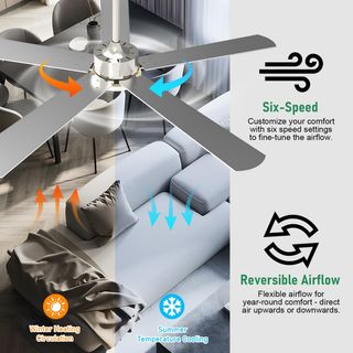 Lámpara ventilador de techo led acero 132cm 15kw