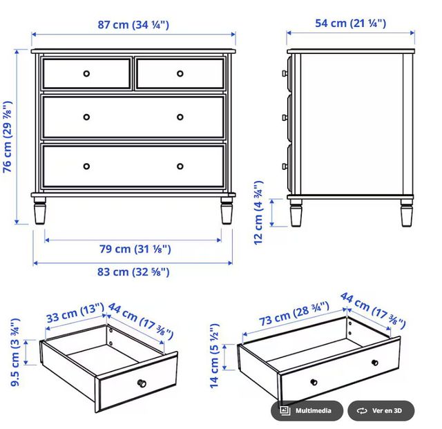 Comoda de 4 cajones 87x76