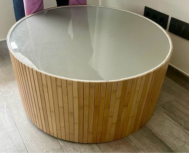 tavolo in bambù e vetro