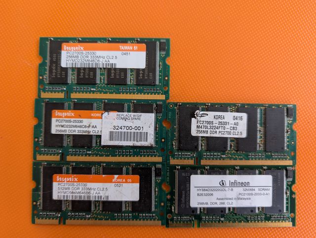 lote de 5 modulos DDR 256 mb