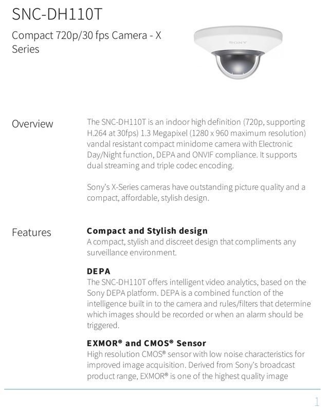 SONY SNC-DH110T cámara profesional