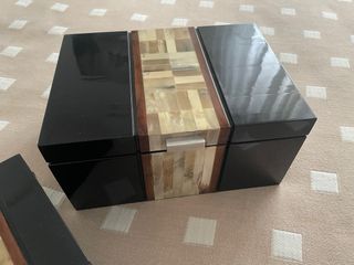 Dos joyeros o cajas de madera y nacar