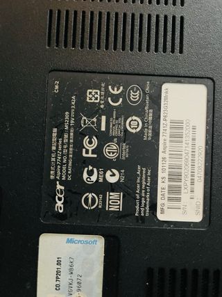 Portátil acer aspire teclado francés