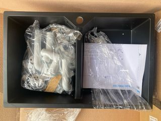 Fregador Negro 2 cubetas. Sin estrenar