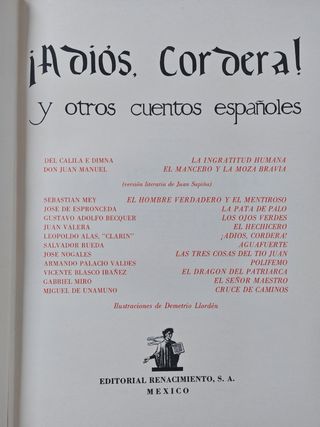 1962. Adiós cordera!  Cuentos españoles