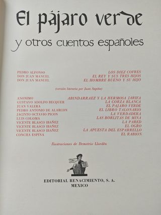 1966. Pájaro verde. Cuentos españoles
