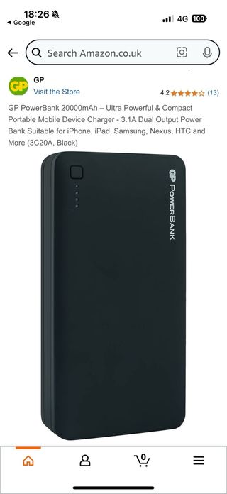 GP Power Bank and USB to USB C cable