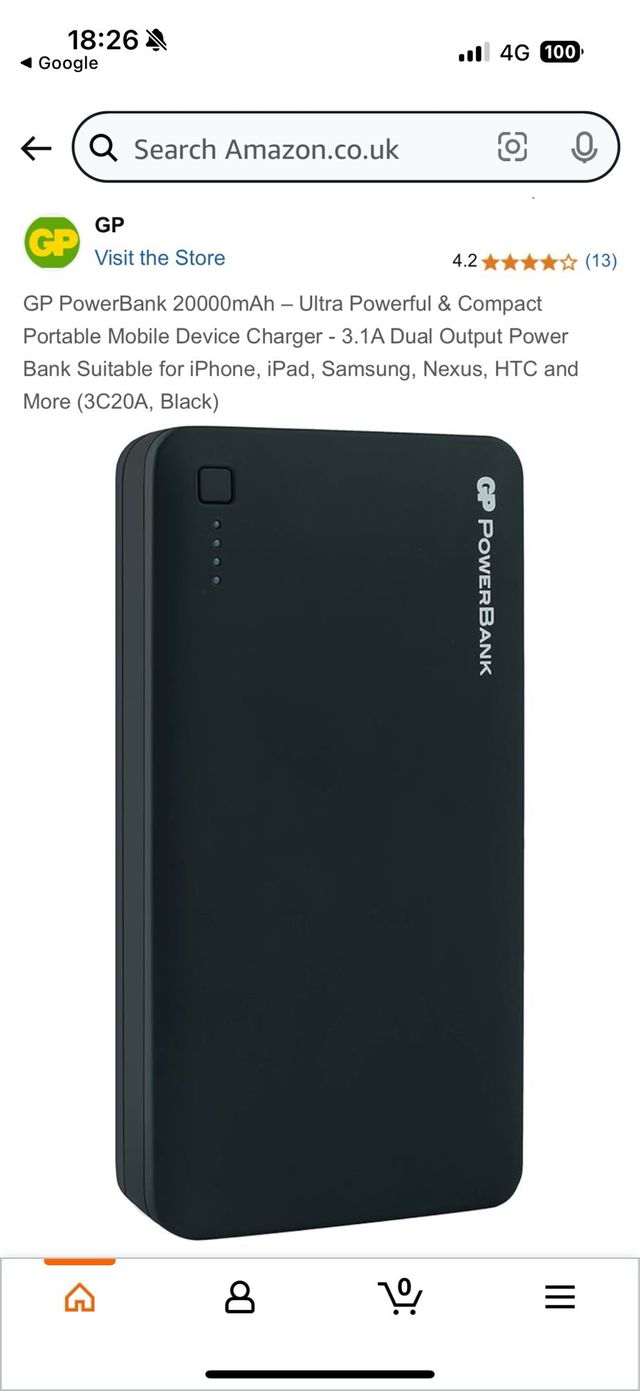 GP Power Bank and USB to USB C cable